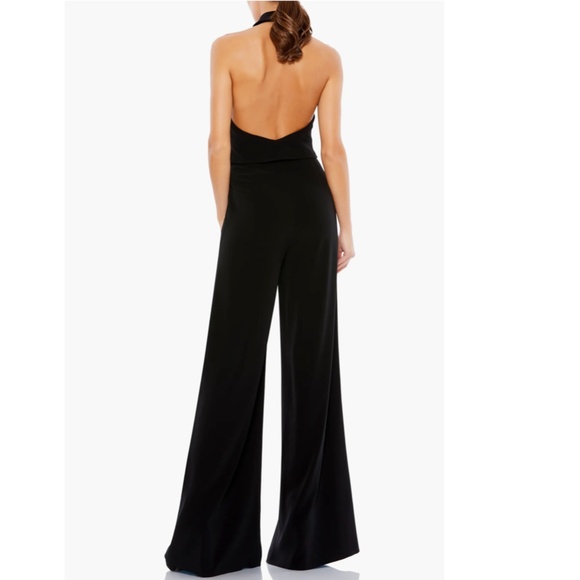 NEW IEENA for MAC DUGGAL Black PLUNGE Halter Neck TUXEDO Evening JUMPSUIT 2 - Picture 6 of 16